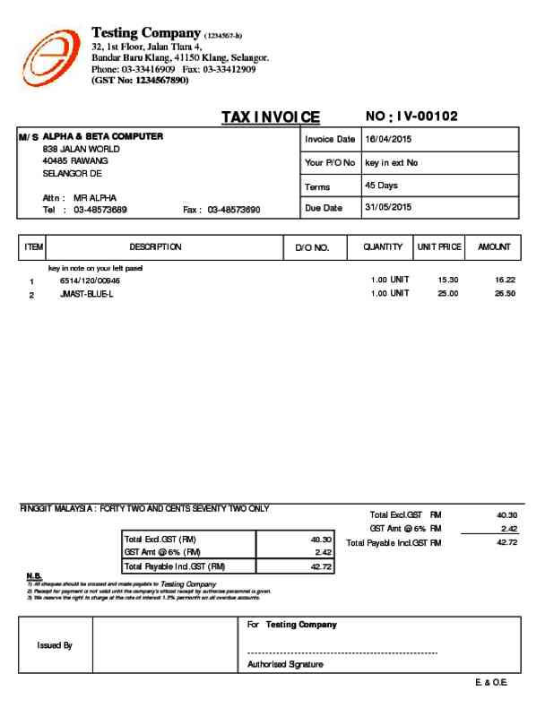 a sales invoice